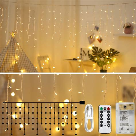 Areskey Icicle Lights 3m 90 Led Window Short Curtain String Light Usb