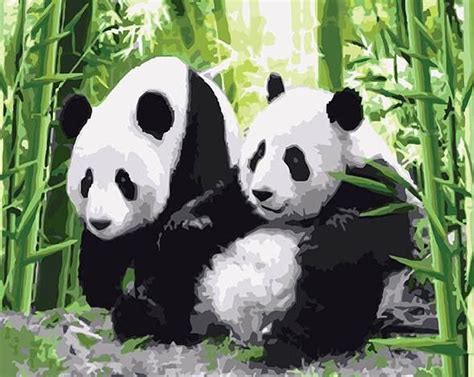 Pandas Pair Paint By Numbers Kit Paint By Number Panda Painting