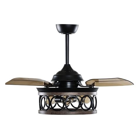 Ceiling Fans With Lights Rustic Ceiling Fan With Retractable Blades 36