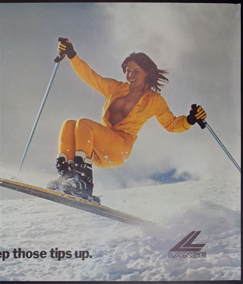1972 Lange Ski Boots Keep Those Tips Ups Skiing Poster Vintage Original