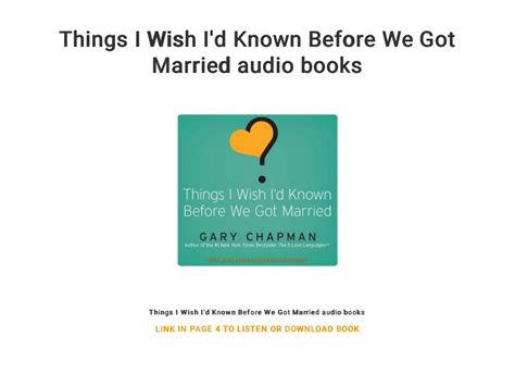 things i wish i d known before we got married audio books