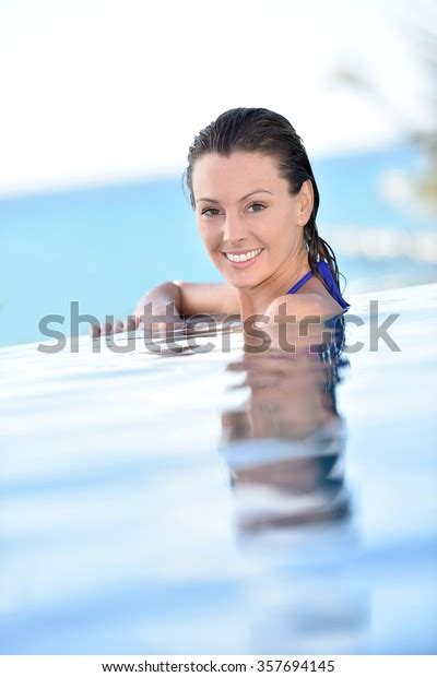 Portrait Beautiful Woman Swimming Pool Stock Photo 357694145 Shutterstock