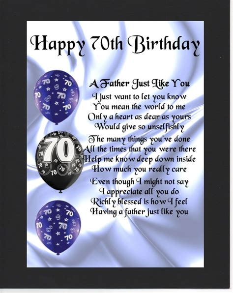 Personalised Mounted Poem Print 70th Birthday Father Poem Happy