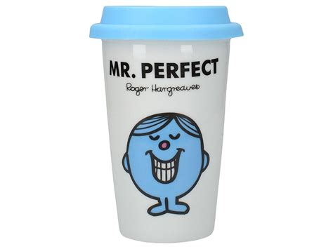 Mr Men Mr Perfect Double Walled Porcelain Travel Mug By Creative Tops