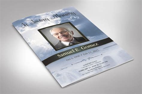 Blue Forever Funeral Program Word Publisher Template 4 Pages Etsy