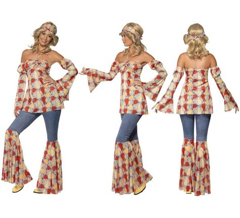 Disfraz Vintage Hippy De Los 70s Para Mujer Talla L 44 46 Disfraz único Y De Alta Calidad