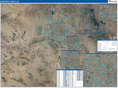 Maricopa County Az Wall Map Satellite Zip Style By Marketmaps Mapsales