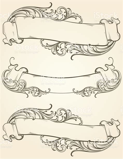 Designed By A Hand Engraver Vintage Banner Set With Highly Detailed