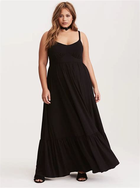 Plus Size Black Jersey Shirred Hem Maxi Dress Torrid