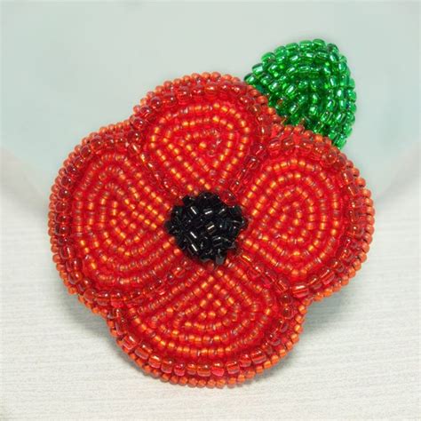 poppy brooch red beaded flower pin remembrance day ts etsy in 2020 poppy brooches flower