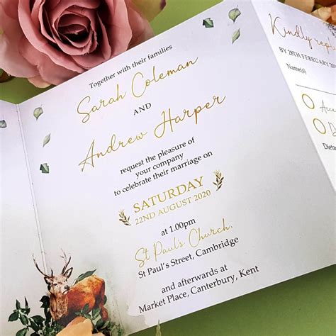 Woodland Trifold Wedding Invitations Sienna Mai
