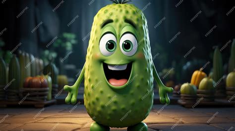 Premium Ai Image The Character Is A Cute Cartoon Pickle Illustration
