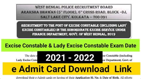 Wb Excise Constable Lady Excise Constable Final Written Exam Date E