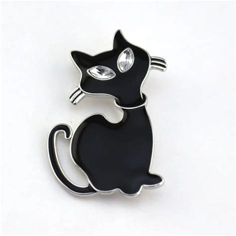 Ualgl Fashion Black Cat Brooch Pins Cute Animal Broche De Gato Friends