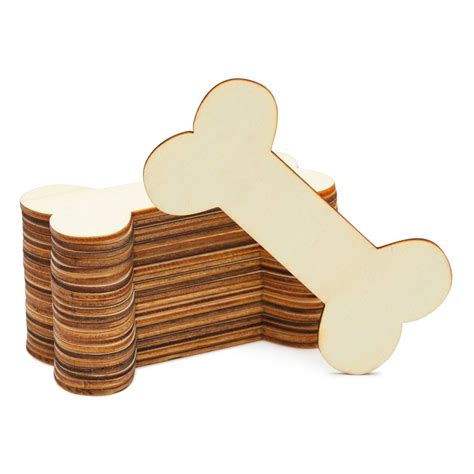 Juvale 24 Pack Wooden Dog Bones For Crafts Unfinished Wood Slice
