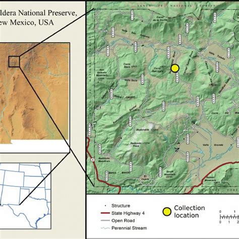 Map Of The Valles Caldera National Preserve New Mexico Usa Showing