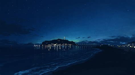Night Beach Sky Anime 4k 90 Wallpaper Pc Desktop