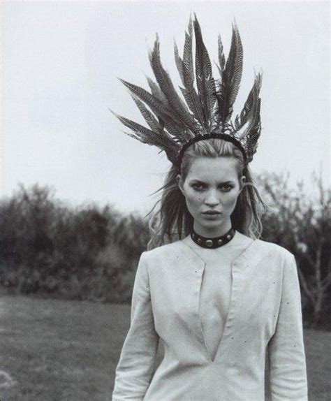 Kate In Headress Kate Moss Feathers Cherokee Wannabe Lawn