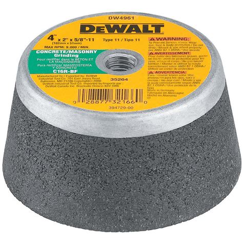 Dewalt Dw4961 4 X 2 X 58 11 Concretemasonry Grinding Steel Cup W
