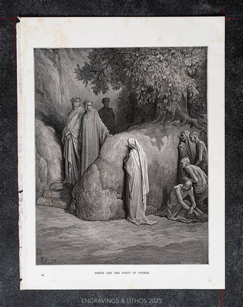 Dante And The Spirit Of Forese Engraving By Gustave Doré Original