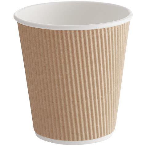 Choice 10 Oz Double Wall Ripple Kraft Paper Hot Cup 500 Case