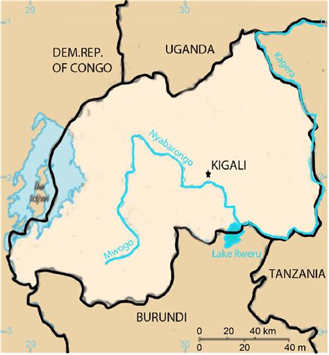 Map of kigali area hotels: Map of Rwanda showing location of Nyabarongo River, which ...