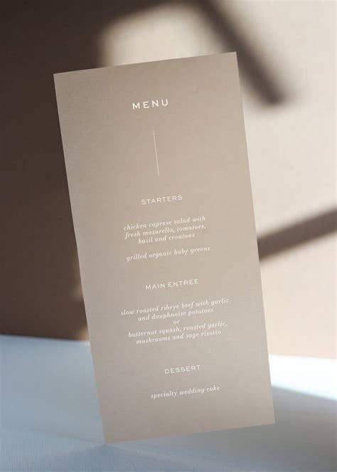 Nude Translucent Vellum Menu Minimal Wedding Menu Blush Etsy Simple