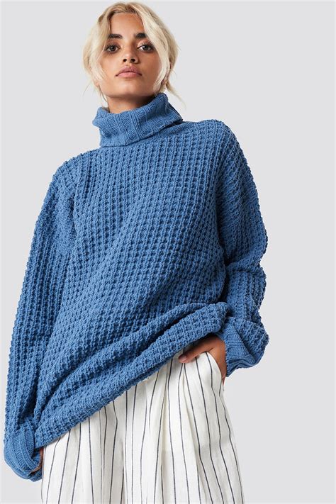 Chunky Oversized Knitted Sweater Blue Na Kd