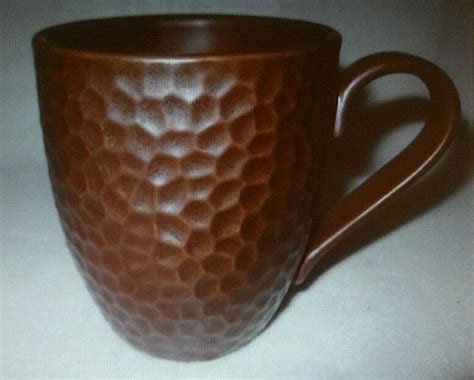 Starbucks Brown Textured Mugs 15oz 2007 Dimpled Hammered Surface Mugs