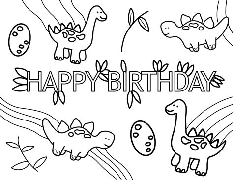 Your use of our printables is subject to our licensing terms and terms of use. happy birthday coloring page dinosaur Dino party