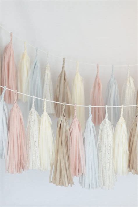 Dusty Blush Blushing Pink Tassel Garland Banner Party Decor Party