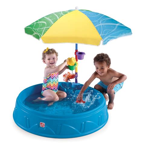 Inflatable Pool With Umbrella Baby Summer Fun Kiddie Swimming Outdoor