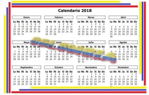 Calendario 2018 Con Festivos Colombia