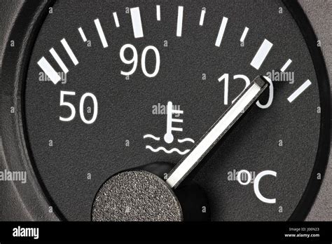Temperature Gauge In Car Dashboard Hot Stock Photo Alamy