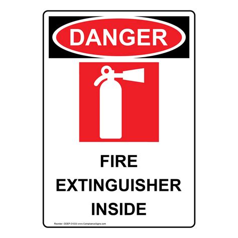 Portrait Osha Fire Extinguisher Inside Sign With Symbol