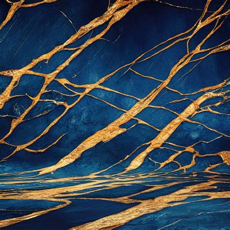 Premium Photo Blue And Gold Marble Textured Background