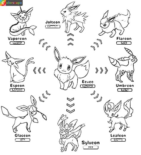Pokemon Printable Coloring Pages Ev Evolutions