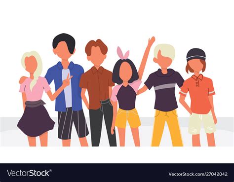 Teenage Boys And Girls Or School Friends Standing Vector Image