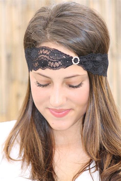 Lace Headband With Diamond Like Rhinestones Black By Topstyle1 1600