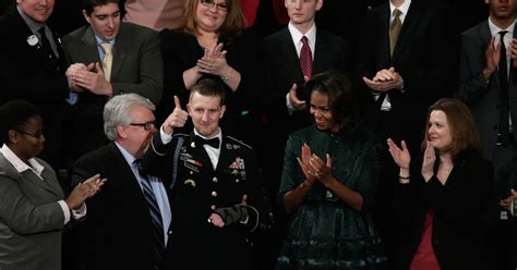 Obama Introduces Cory Remsburg The Soldier Who Wouldnt Give Up Los Angeles Times