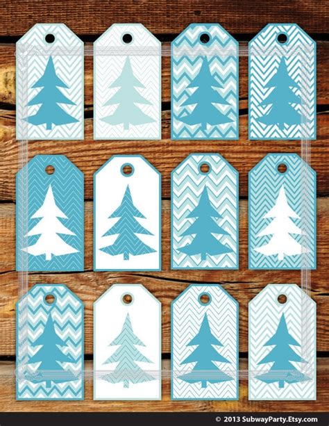 Printable Christmas Gift Tags In Aqua Blue White And Turquoise Chevron