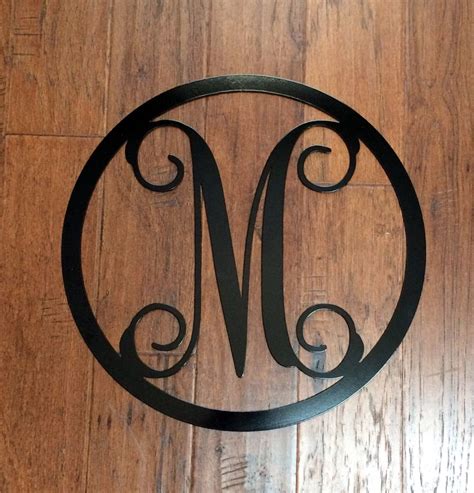 Metal Monogram Letter With Circle Border Wreath Door