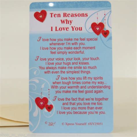 Ten Reasons Why I Love You Keepsake T Card Rhyme Verse Poem For Sale
