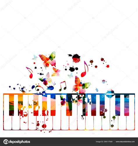 Colorful Piano Keys Music Notes Isolated Vector