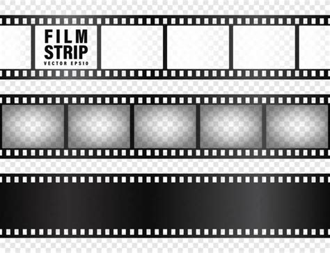 Realistic Film Strips Collection On Transparent Background Old Retro