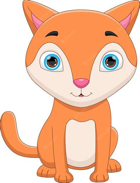 Premium Vector Cartoon Cute Cat On White Background