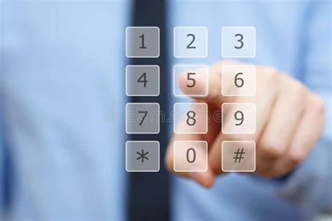 Closeup Of Businessman S Hand Dial A Number On Virtual Keypad Stock