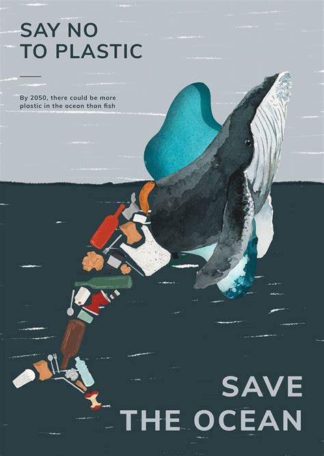 Save The Ocean Template Psd Say No To Plastic Premium Image By
