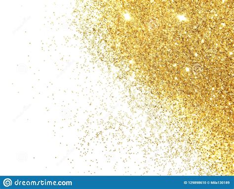 Gold Glitter Sparkles On White Background Beautiful Abstract Backdrop
