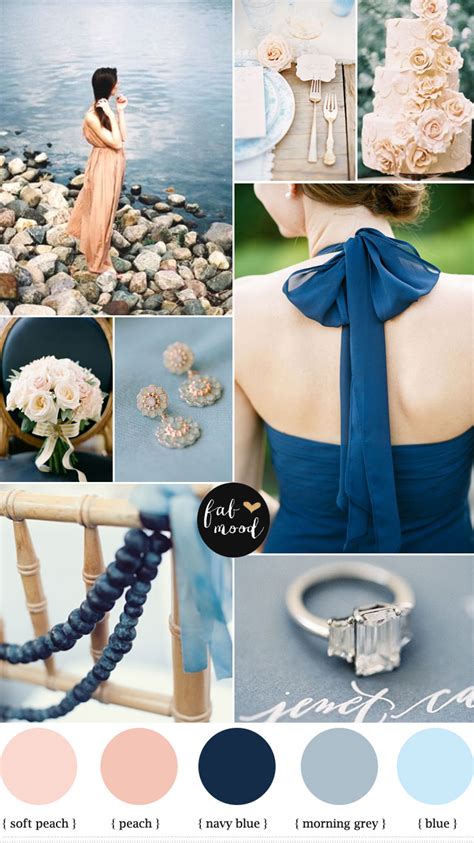 Blue Grey Navy Blue And Peach Wedding Colours Palette